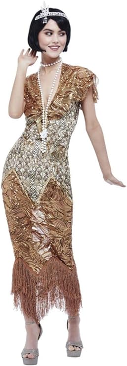 Deluxe 20s Sequin Gold Flapper - Adult Costume Small Deluxe 20s Sequin Gold Flapper - Adult Costume Small