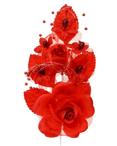 red silk flower corsage