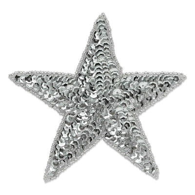 silver star applique with beaded adge