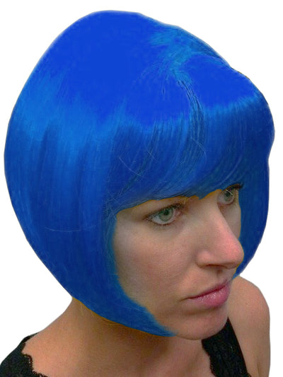 Gina wig royal blue short bob with sideswept bangs