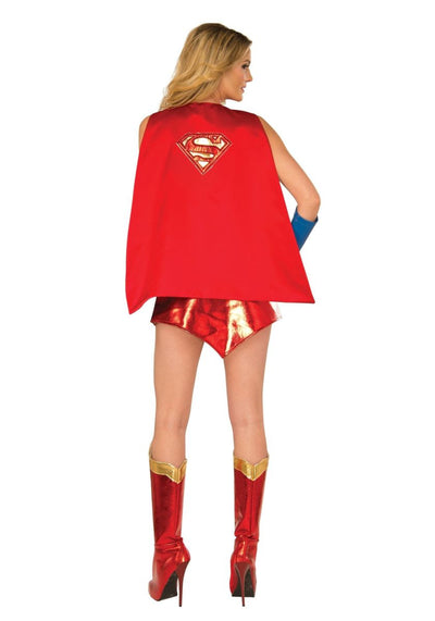 women's supergirl cape with metallic emblem