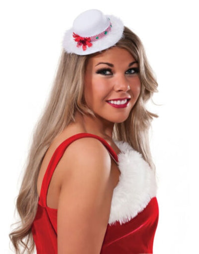 White Christmas Mini Hat Clip