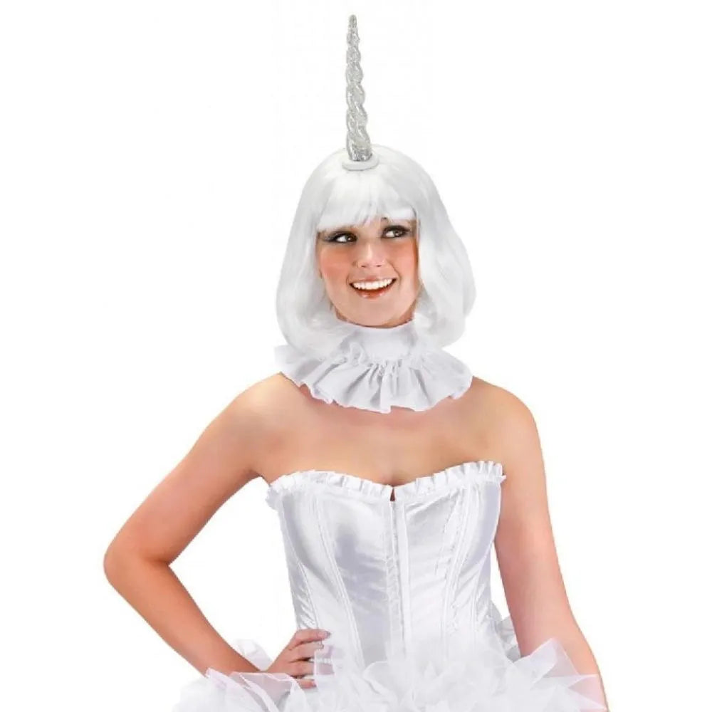 Light-Up Unicorn Horn, Iridescent White, 7.5-in, Wearable Costume Accessory  for Halloween