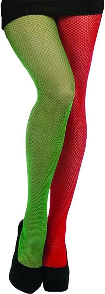 Green and Red Fishnet Tights