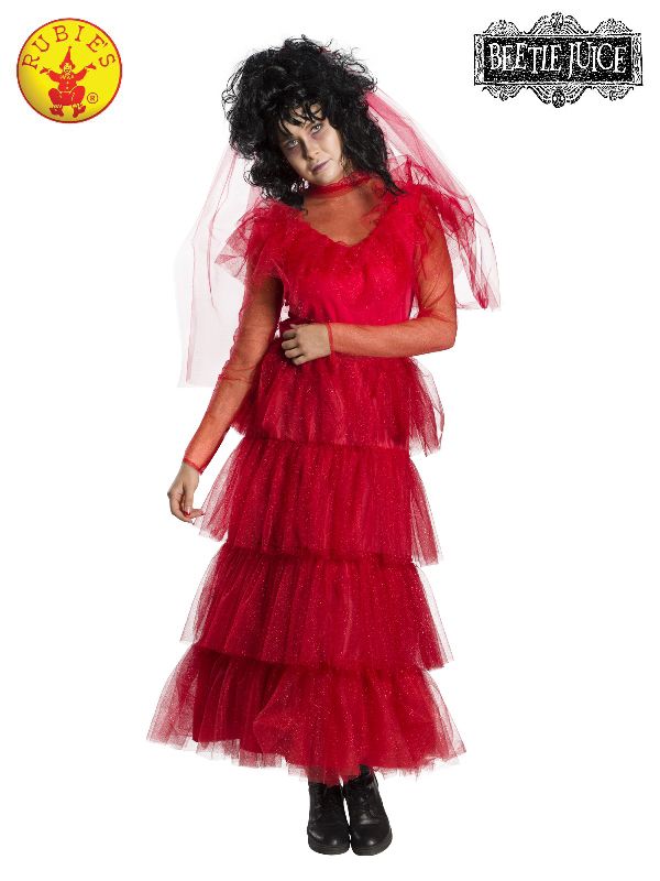 lydia from beetlejuice red dress 13 Lydia's wedding ideas nylon Care Beetlejuice Costume Red Wedding Dress-Lydia