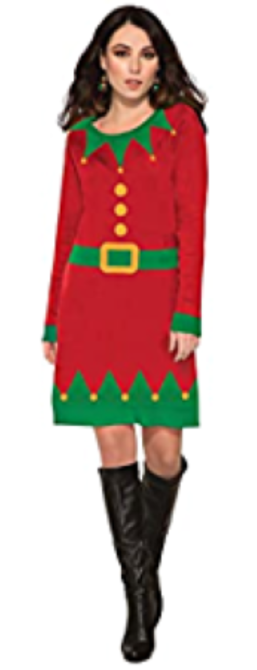 Ugly Elf Christmas Sweater Dress