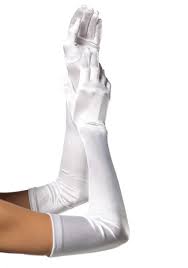 Extra Long Satin Gloves-White