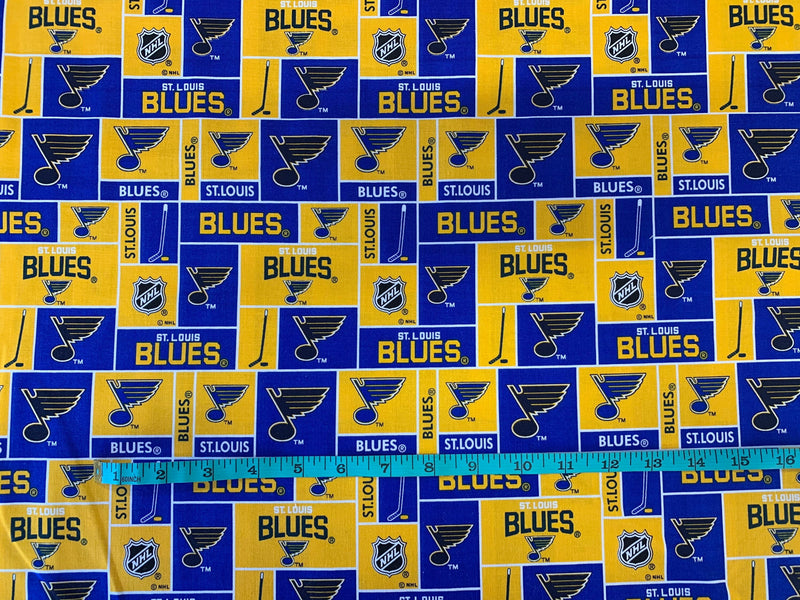 St. Louis Blues - Yellow Print Fabric, 100% Cotton