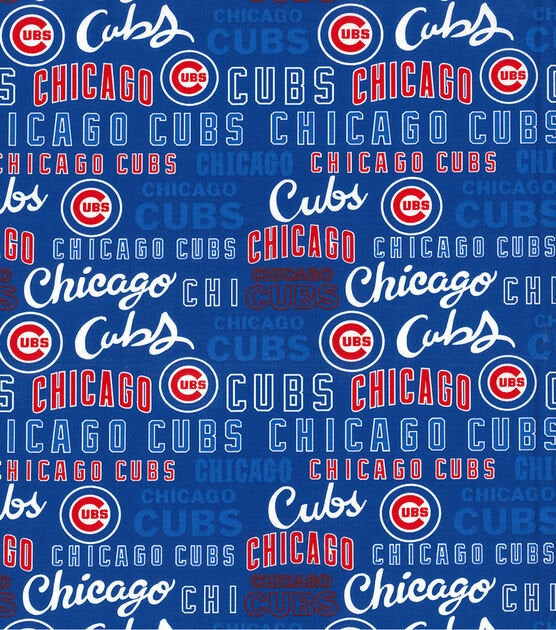 Chicago Cubs Script Print Fabric, 100% Cotton