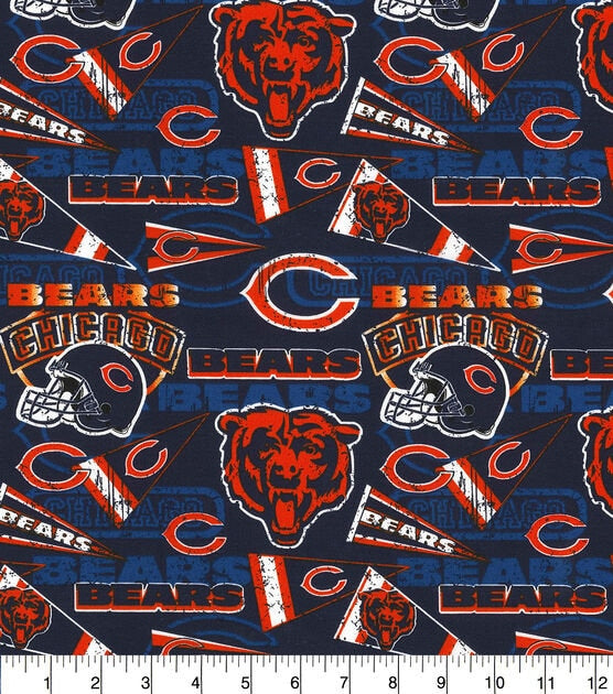 Chicago Bears Retro Print Fabric, 100% Cotton