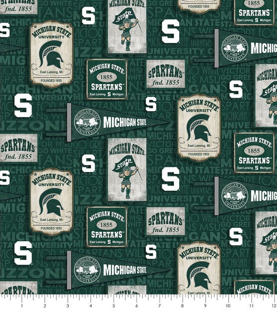 Michigan State Spartans Print Fabric, 100% Cotton