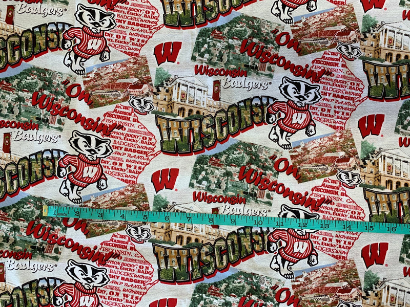 University of Wisconsin Badgers Print Fabric, 100% Cotton