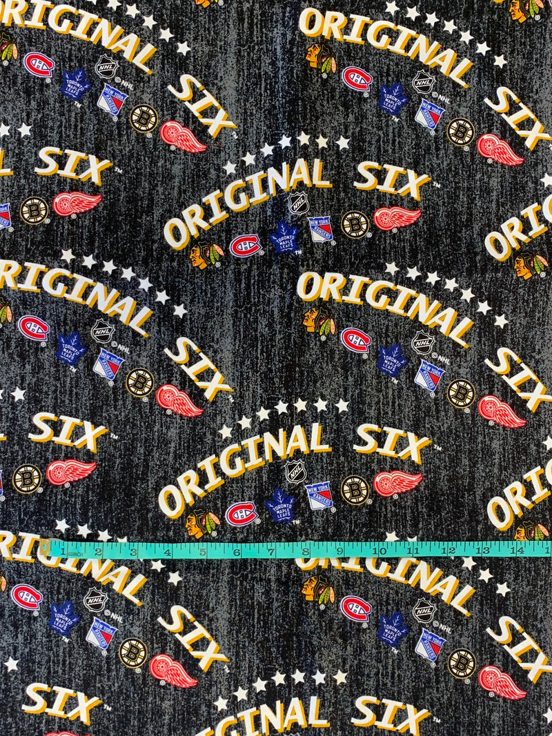 NHL Original 6 Print Fabric, 100% Cotton