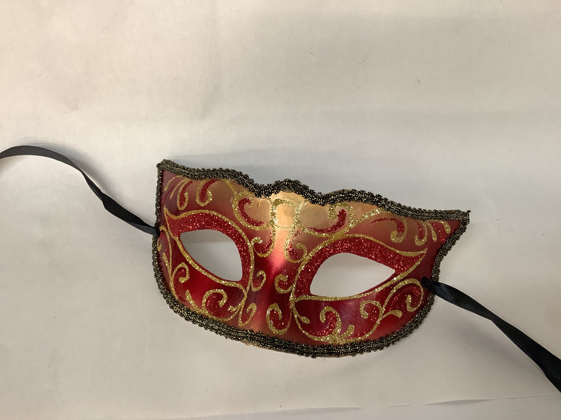 Sparkly Masquerade Mask- Red/Gold