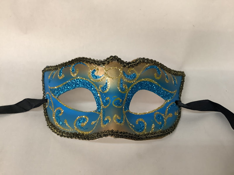 Sparkly Masquerade Mask- Light Blue/Gold