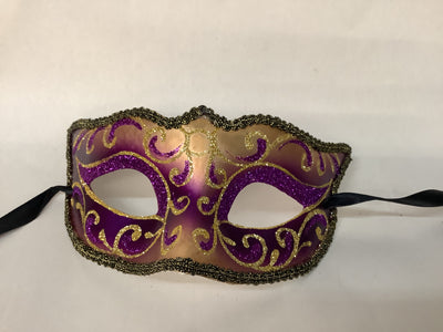 Sparkly Masquerade Mask- Purple/Gold