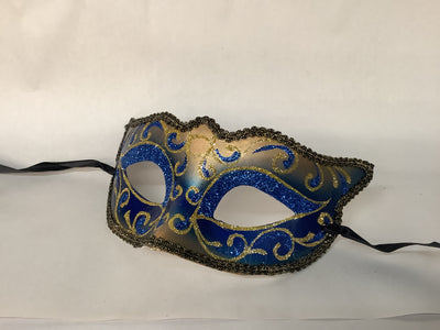 Sparkly Masquerade Mask- Blue/Gold