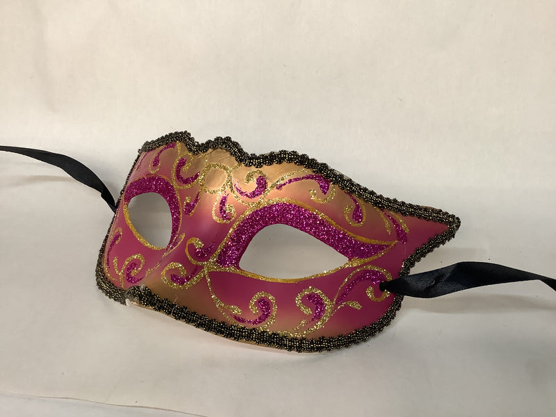 Sparkly Masquerade Mask- Fuchsia/Gold