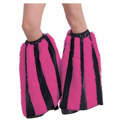 Furry Boot Covers Black and Pink