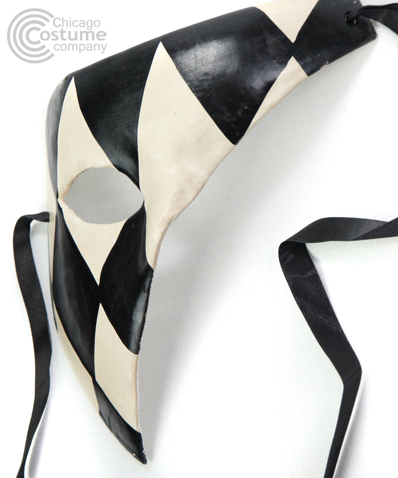 black and white half face masquerade mask