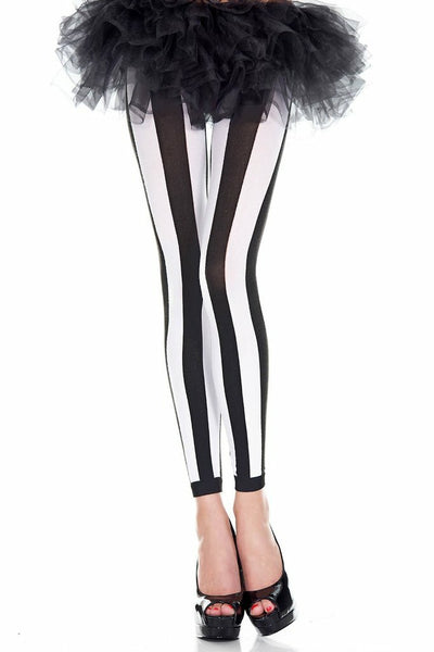 vertical striped black and white leggings