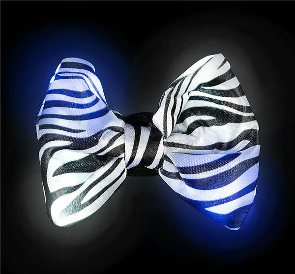 Zebra Print Light-Up Bow Tie