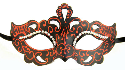 red glitter rhinestone black masquerade mask