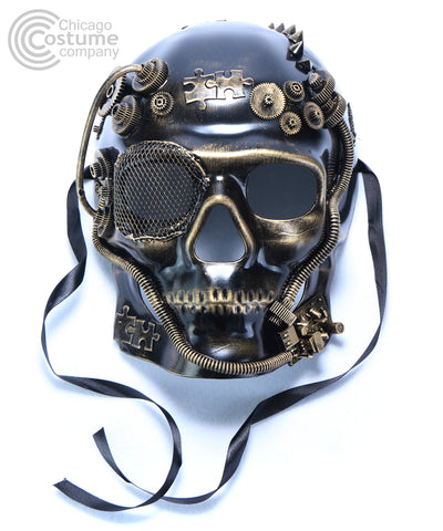 Steam Punk Skull Full Face Mask - Gold