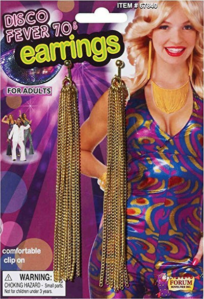 disco saturday night fever earrings gold chain