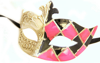 black pink and silver masquerade eyemask