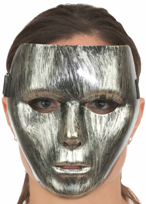Silver Full Face Plastic Masquerade Mask