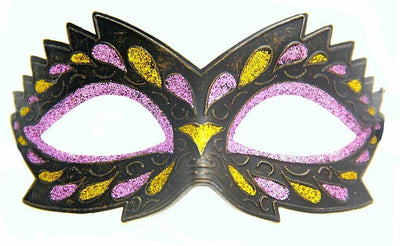 pink gold black glitter ornate masquerade mask