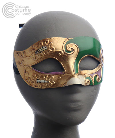 green gold purple white sheet music masquerade mask