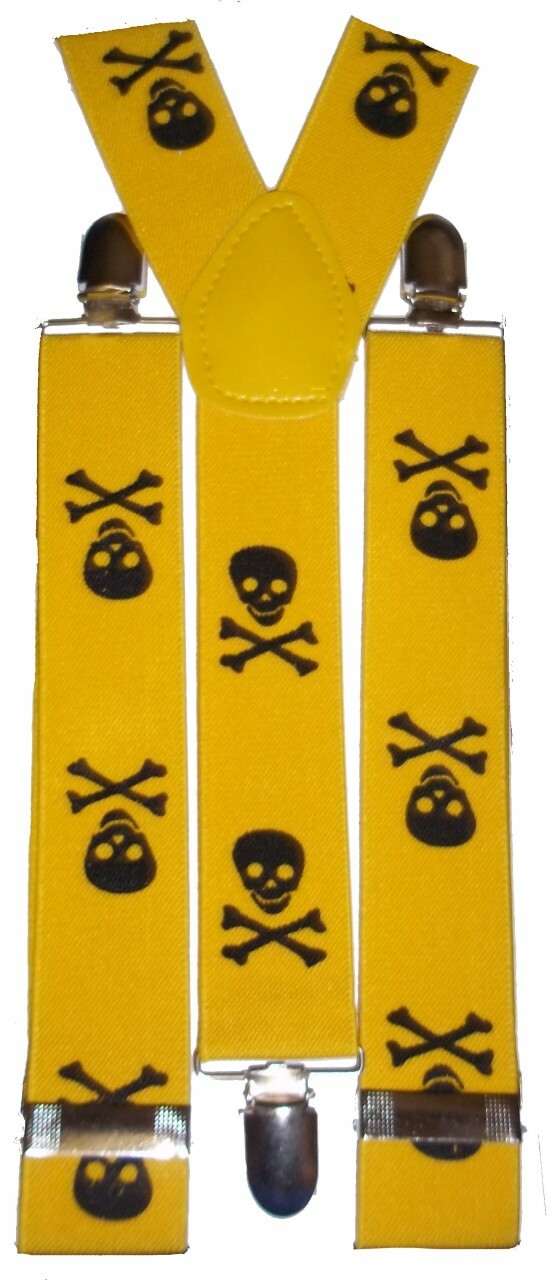 Yellow/Black  Skull & Crossbones Suspenders