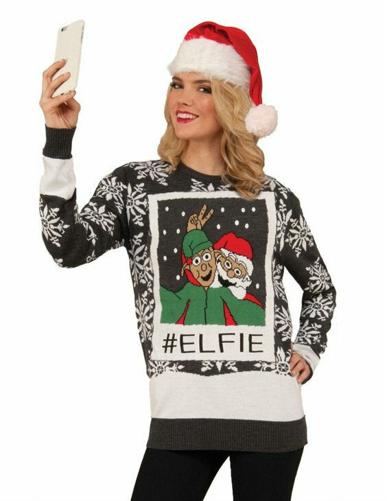 Elfie Christmas Sweater-Gray Chicago Costume Company