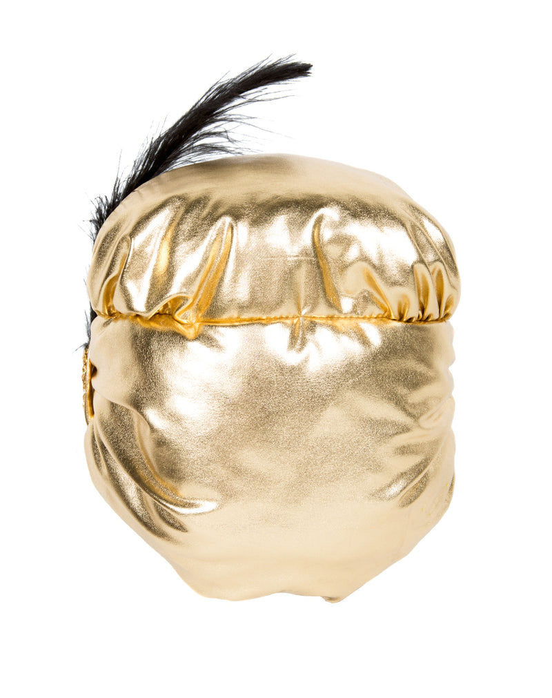 Gold Turban with Black Feather