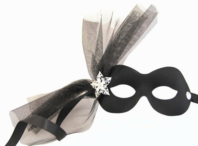 Black tulle star embellishment masquerade eye mask