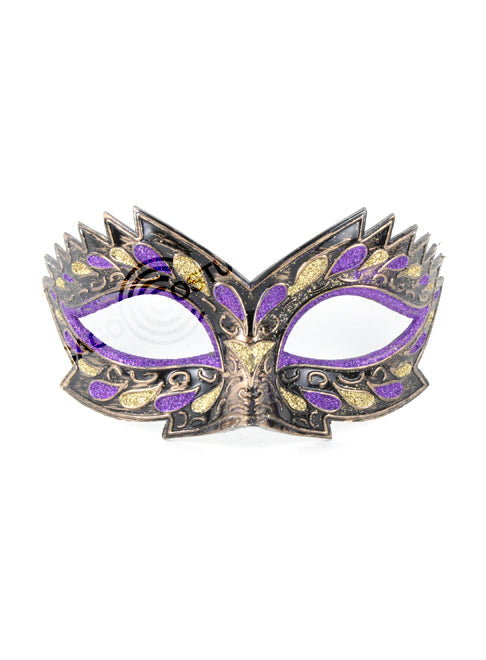 purple gold black glitter ornate masquerade mask