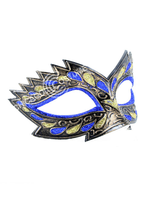 blue gold black glitter ornate masquerade mask