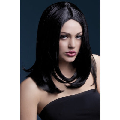 long layered wig with center parting