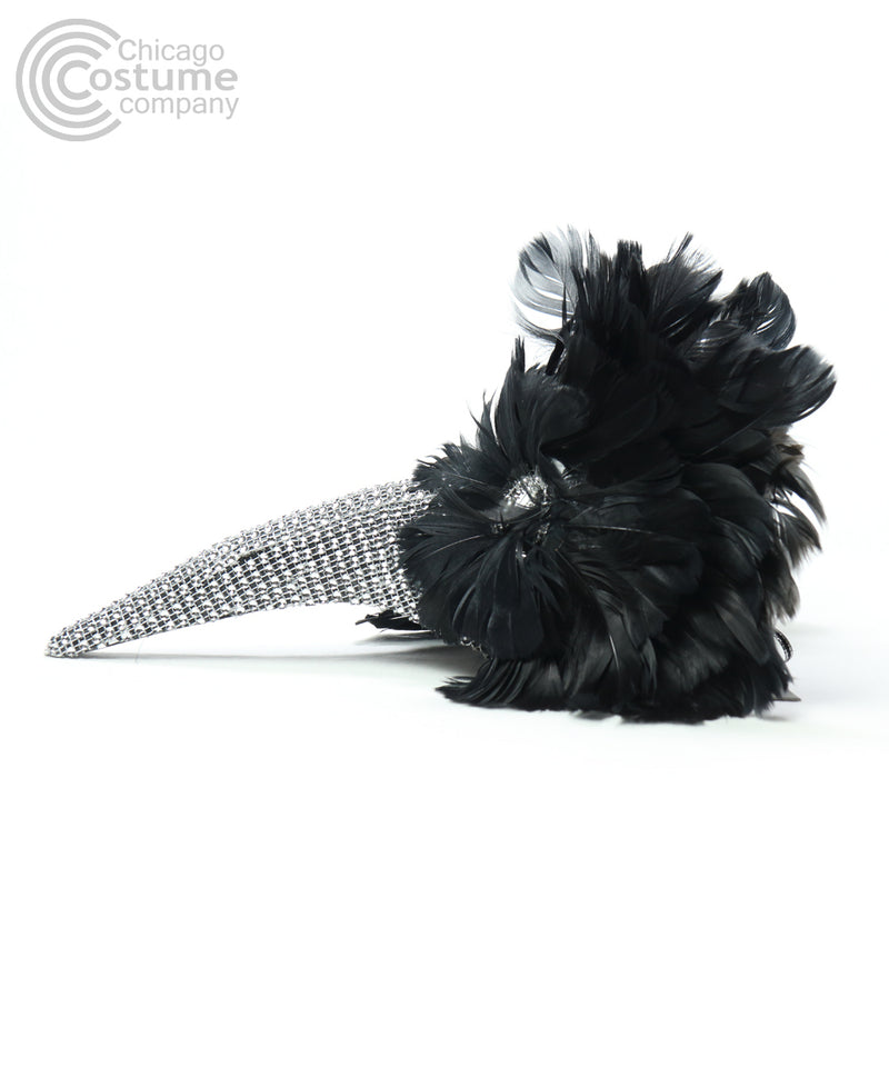 black feathers sequin masquerade mask