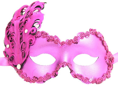 Pink Flourish Eye Mask with Pink Ribbon
