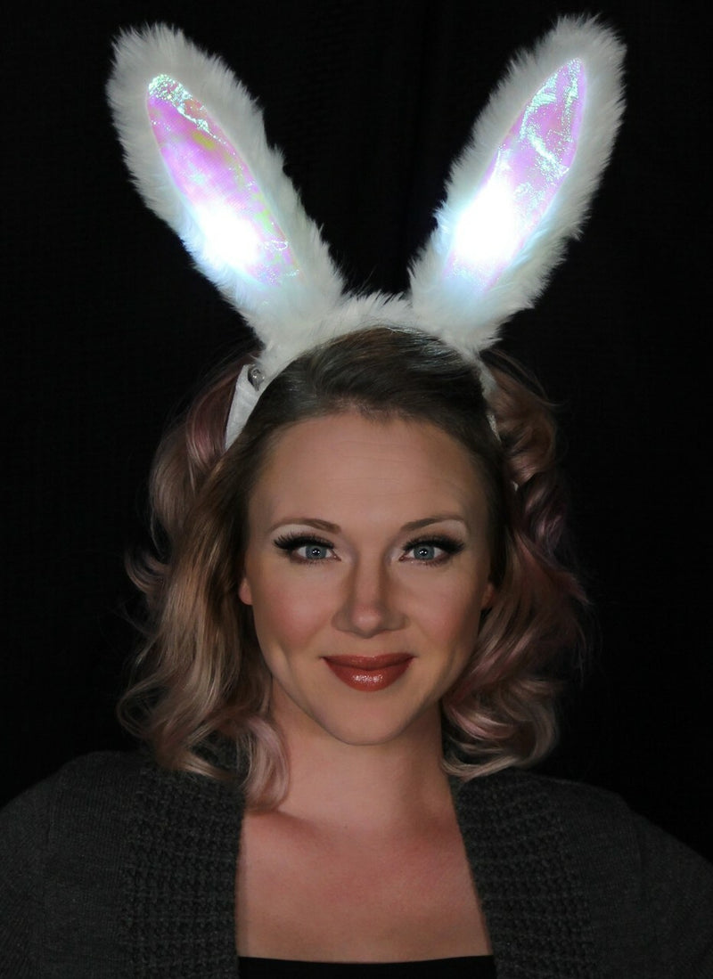 LumenEars - Light-Up White Rabbit Headband