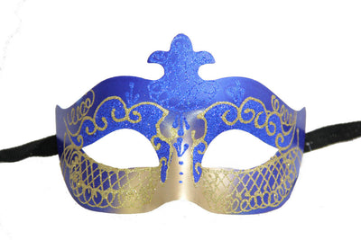 Blue and Gold Dragon Eye Mask with Black Ribbon