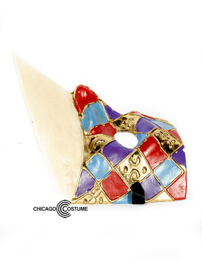 checkered gold red blue purple doctor masquerade mask