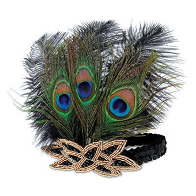 Flapper Peacock Feather Headband
