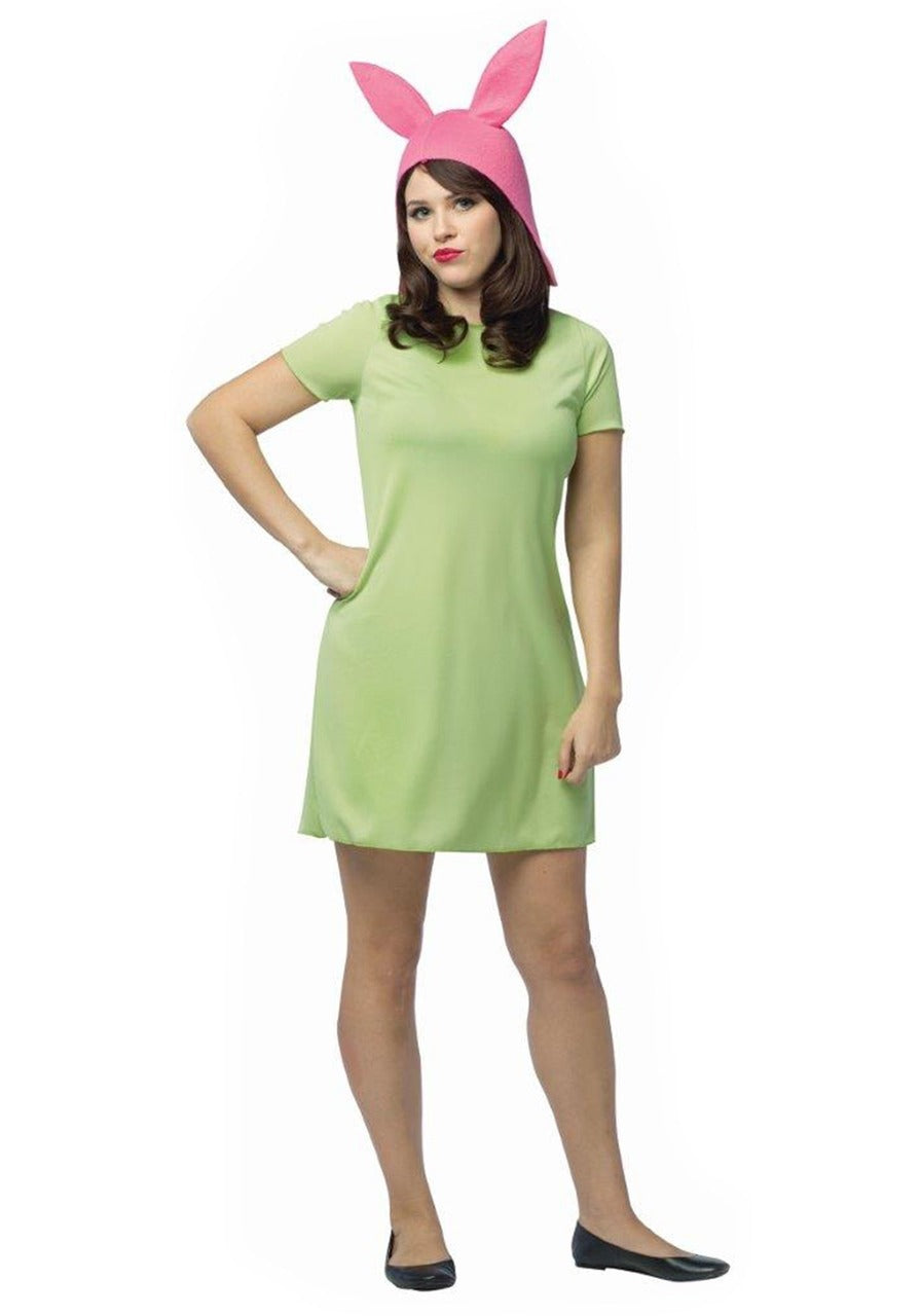 Bob's Burgers Louise Hat with Green Dress Costume Set XL