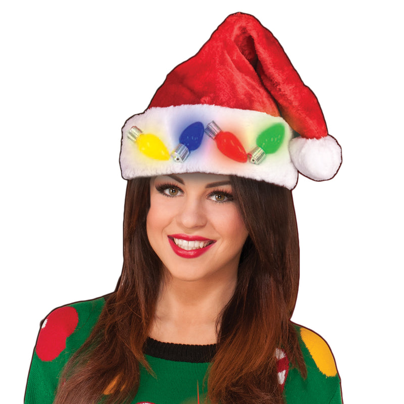 Light-Up Christmas Light X-Large Santa Hat Costume Accessory
