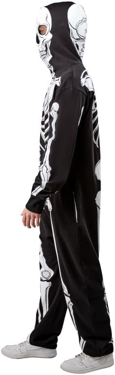 Skeleton Zip Up Hooded Jumpsuit - Adult Costume