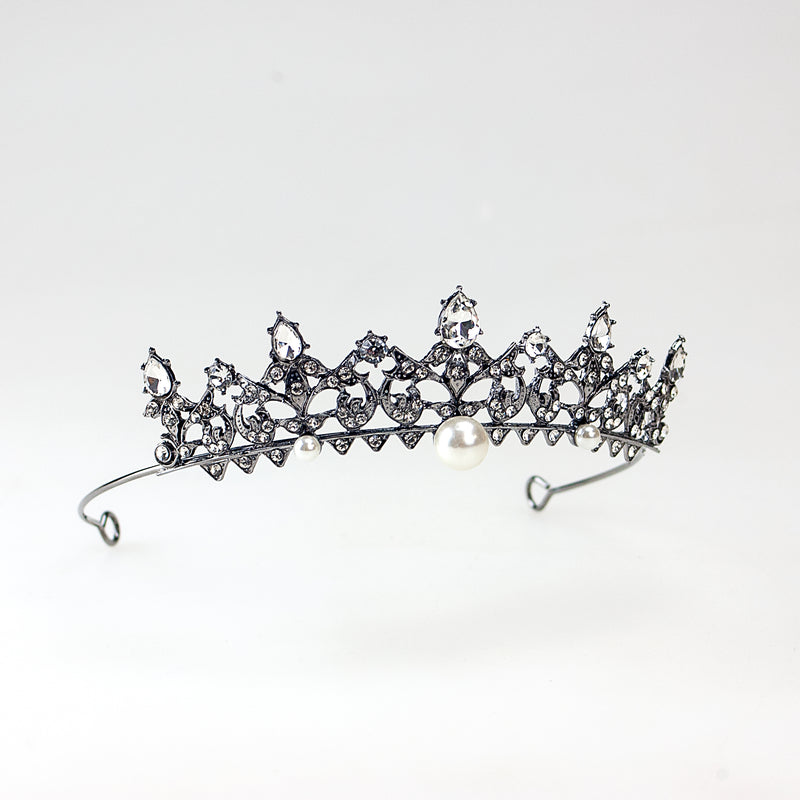 Rhinestone Tiara - Gun Metal